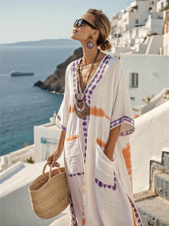 Elegant Plus Size Printed Long Dress for Women - Journey Must Haves