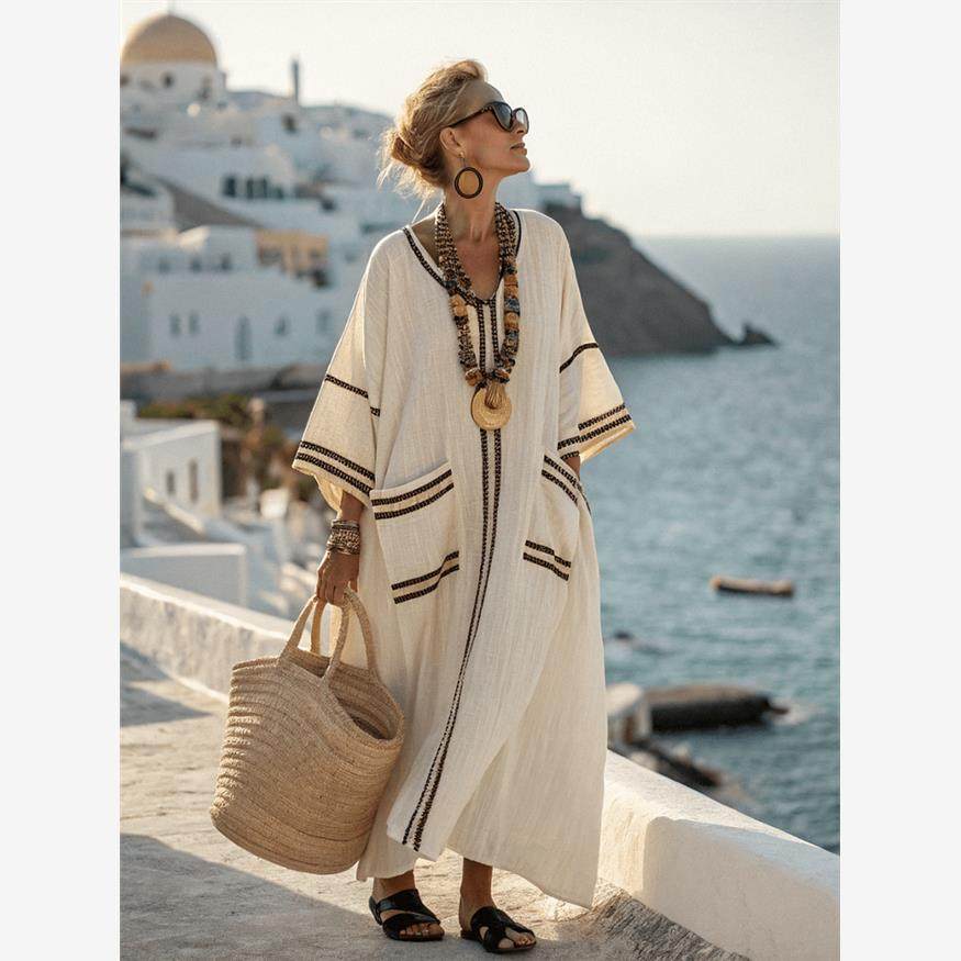 Elegant Plus Size Printed Long Dress for Women - Journey Must Haves