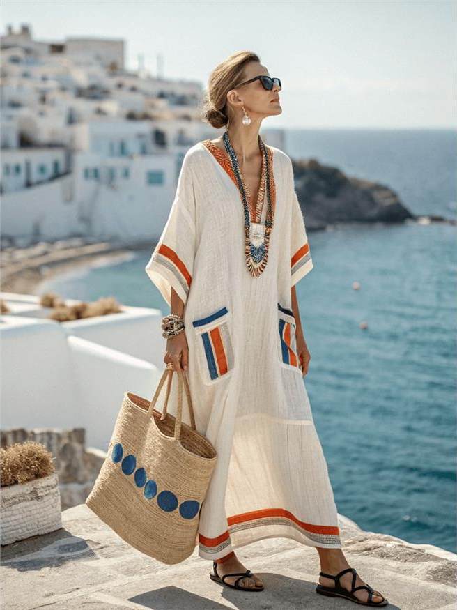 Elegant Plus Size Printed Long Dress for Women - Journey Must Haves