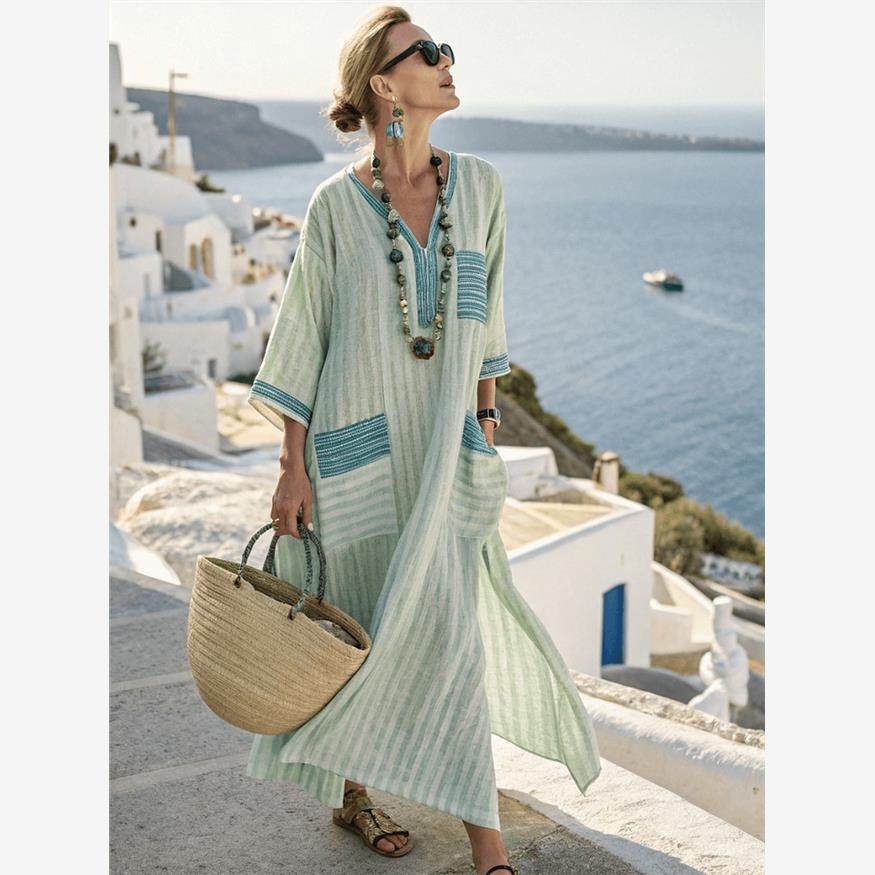 Elegant Plus Size Printed Long Dress for Women - Journey Must Haves