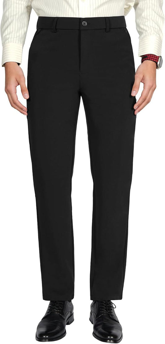 Elevate Your Style with Men's 4 - Way Flex Stretch Slim Fit Dress Pants - Journey Must Haves