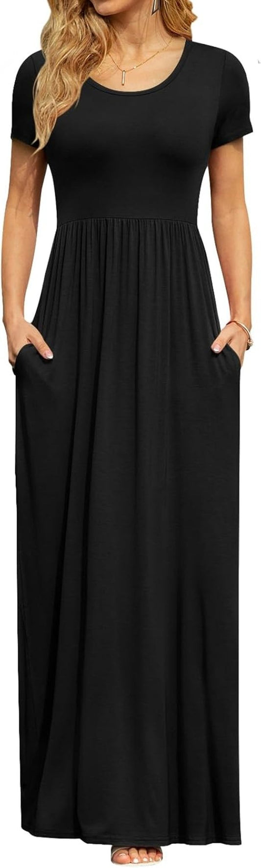 Elevate Your Summer Style with Our Women's 2025 Casual Maxi Dress – Short Sleeve, Empire Waist, and Convenient Pockets! - Journey Must Haves