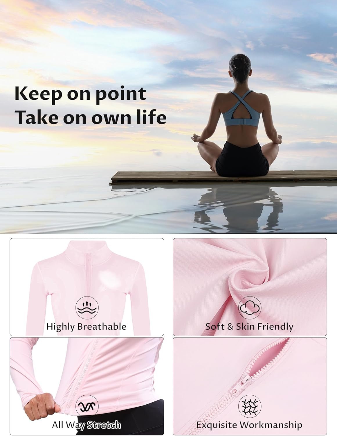 Elevate Your Workout with the Womens Active Zip - Up Cropped BBL Jacket Featuring Stylish Thumb Holes - Journey Must Haves