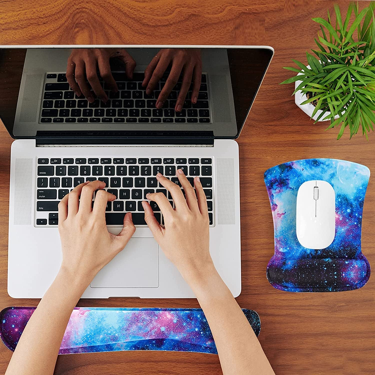 Enhance Your Comfort with the Galaxy Ergonomic Keyboard and Mouse Wrist Rest Set - Lightweight, Durable Support for Pain - Free Typing and Gaming - Journey Must Haves