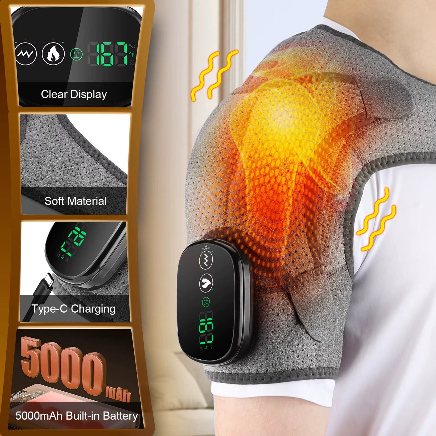 Heated Shoulder Massager Machine - Electric Vibration & Heat Therapy