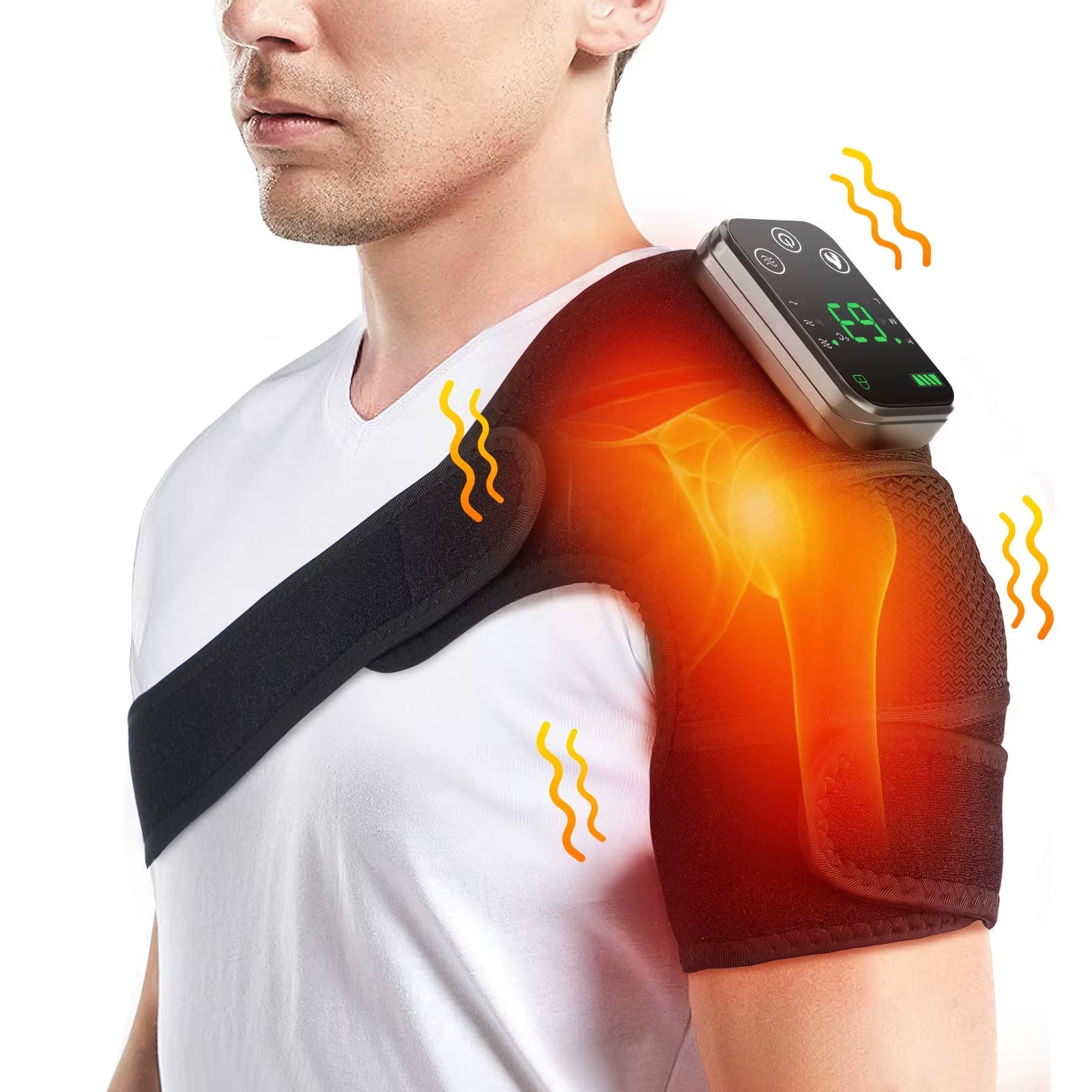Heated Shoulder Massager Machine - Electric Vibration & Heat Therapy