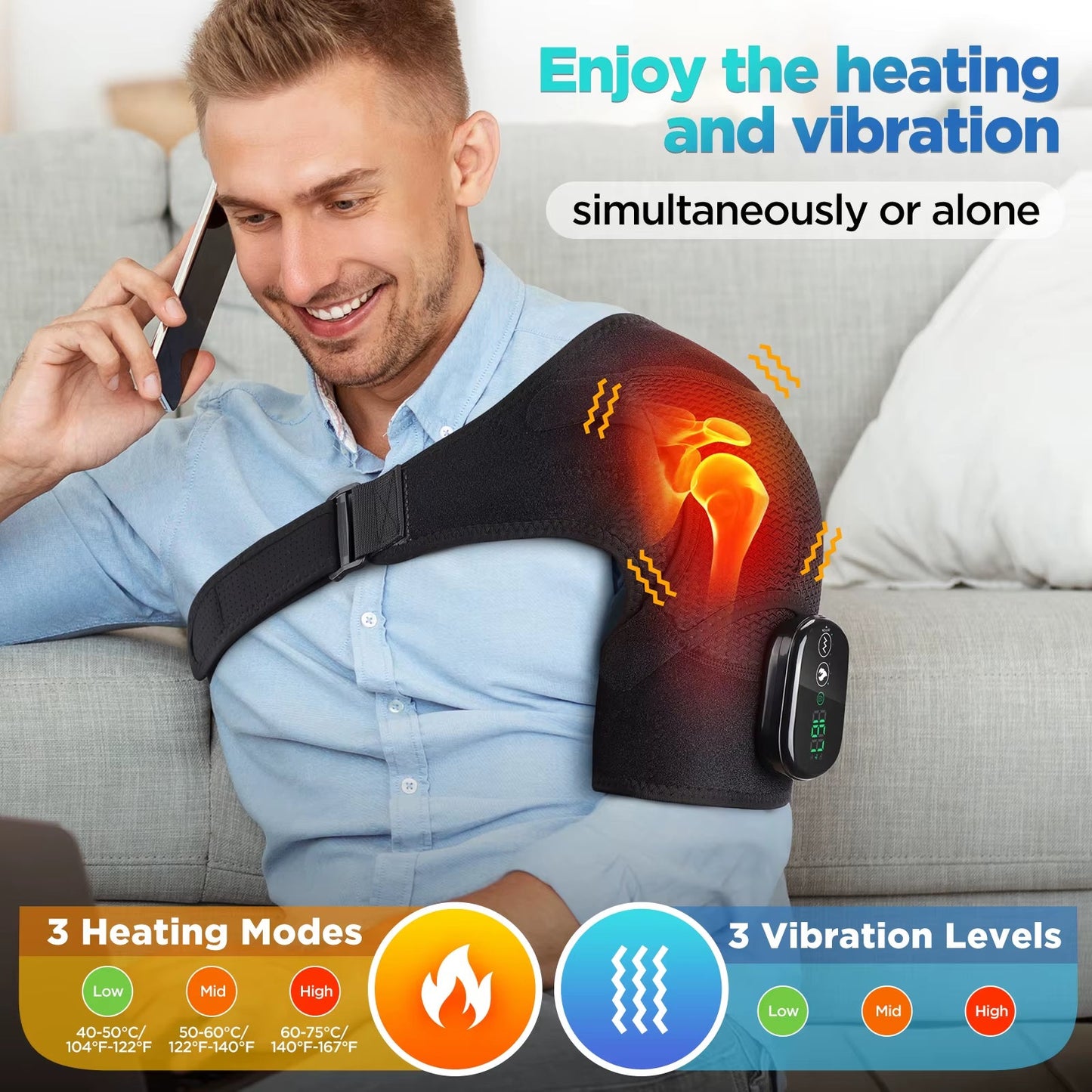 Heated Shoulder Massager Machine - Electric Vibration & Heat Therapy