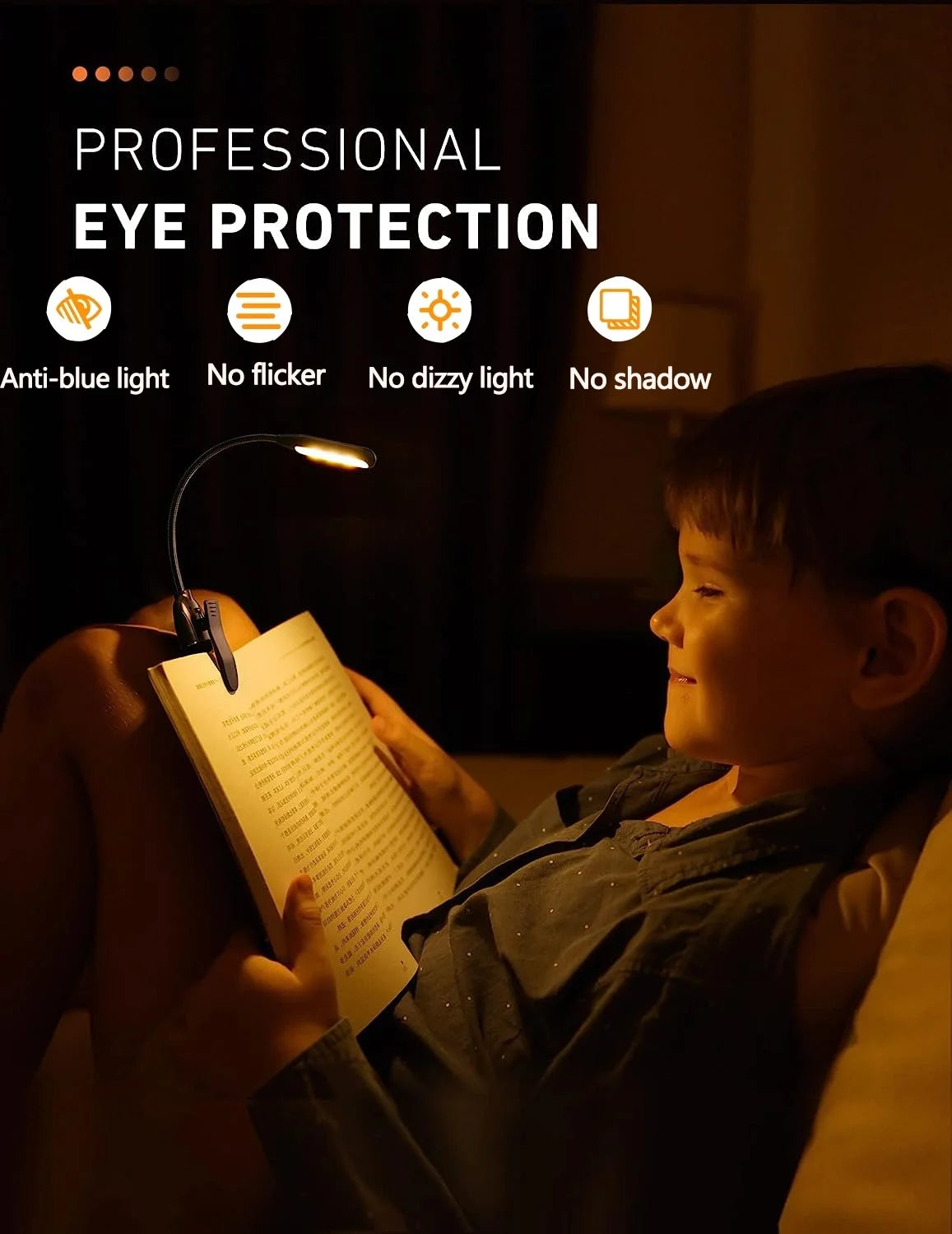 Illuminate Your Reading Experience: Rechargeable Clip-On Book Light with 80 Hours of Battery Life, 3 Brightness Levels & 3 Color Temperatures