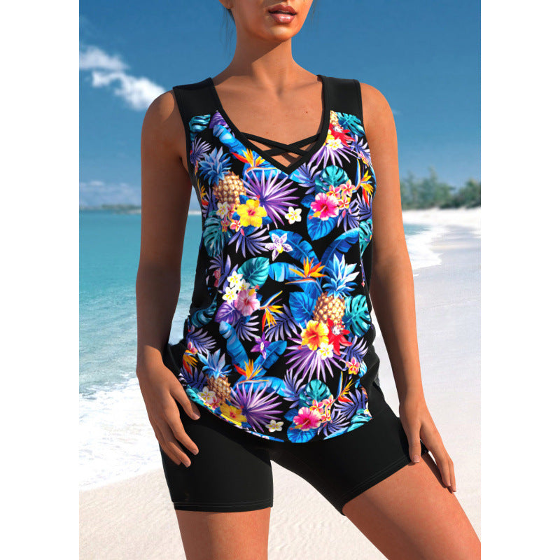 Women's Two-Piece Swimsuit Vest and Shorts