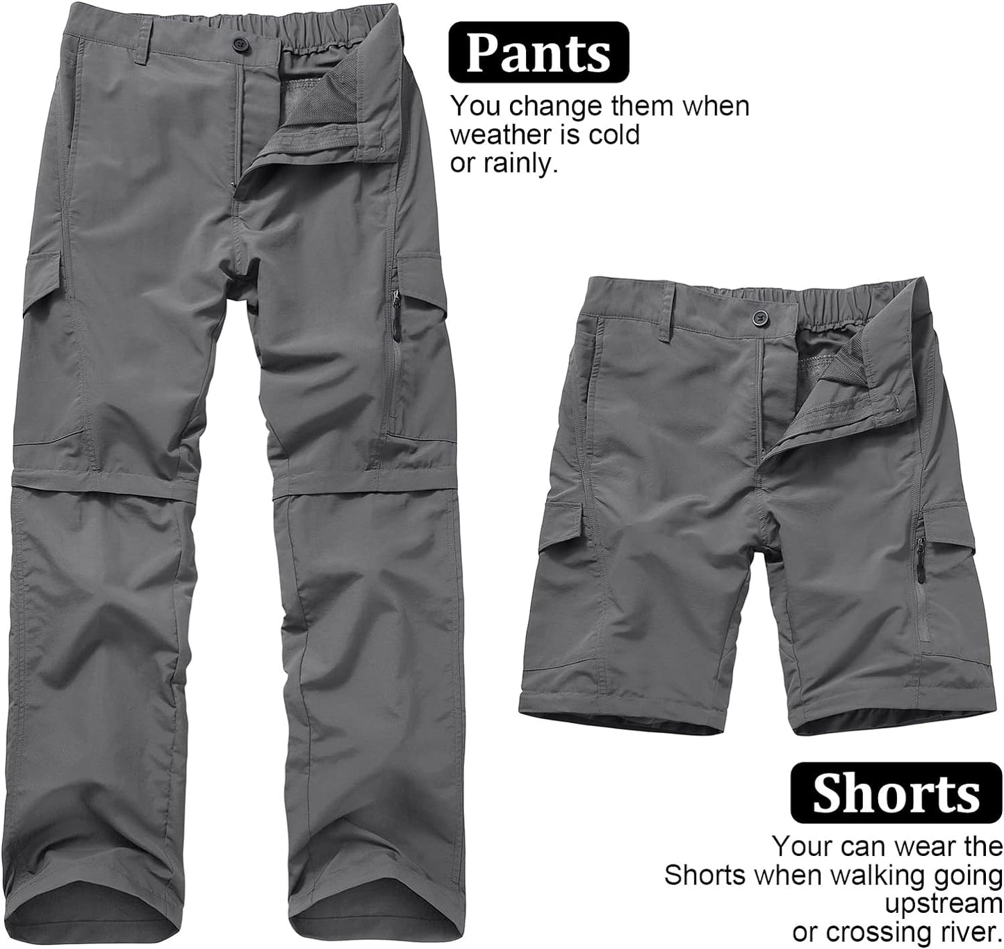 Men's Quick-Dry Hiking Pants - Lightweight Convertible Fishing Trousers for Outdoor Adventures