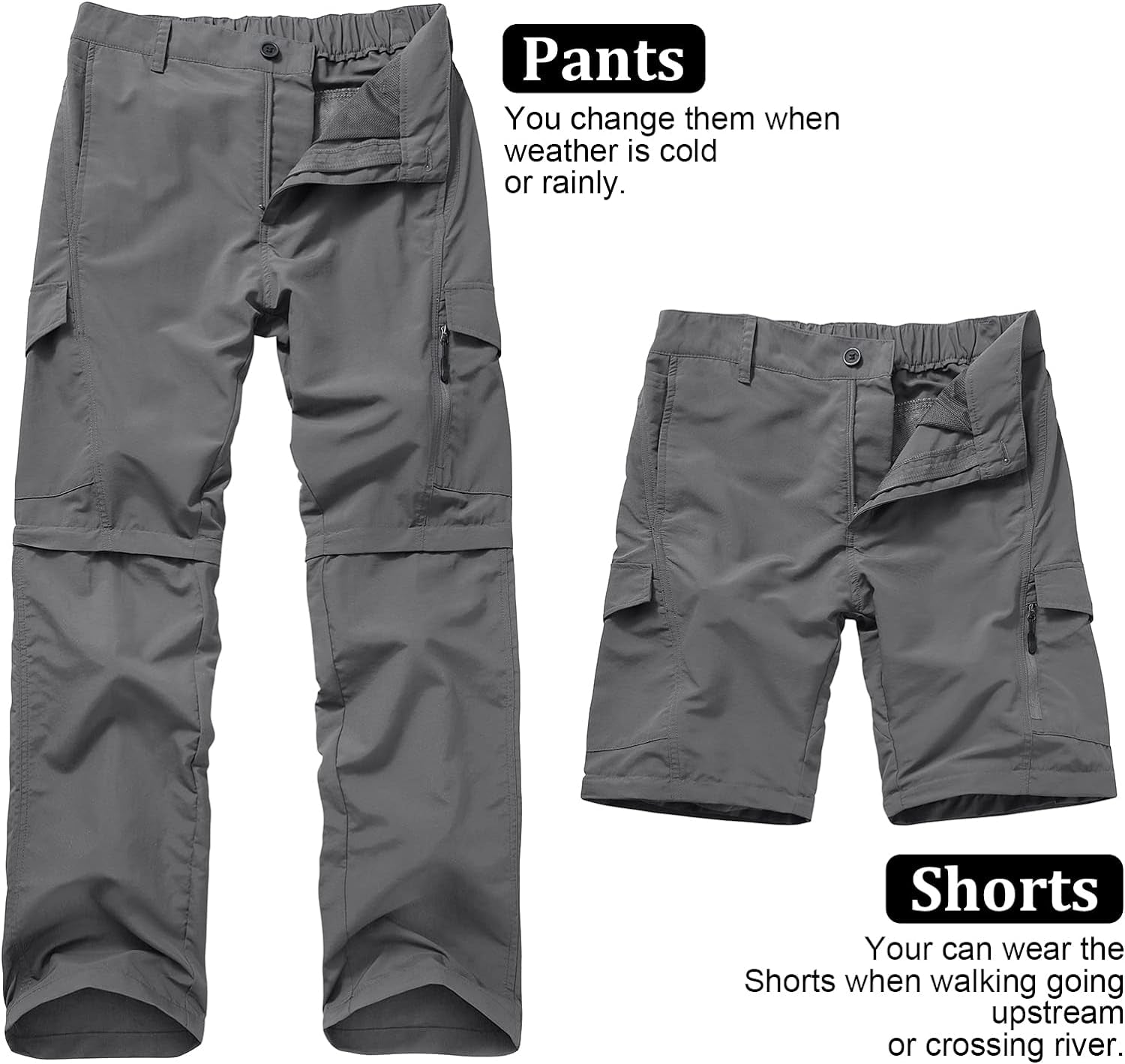 Men's Quick-Dry Hiking Pants - Lightweight Convertible Fishing Trousers for Outdoor Adventures