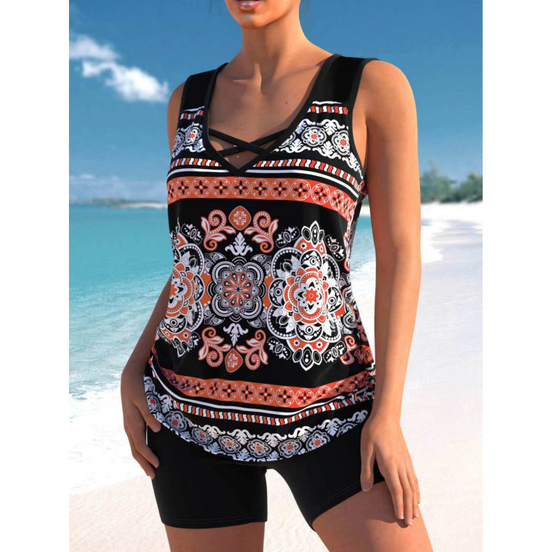 Women's Two-Piece Swimsuit Vest and Shorts
