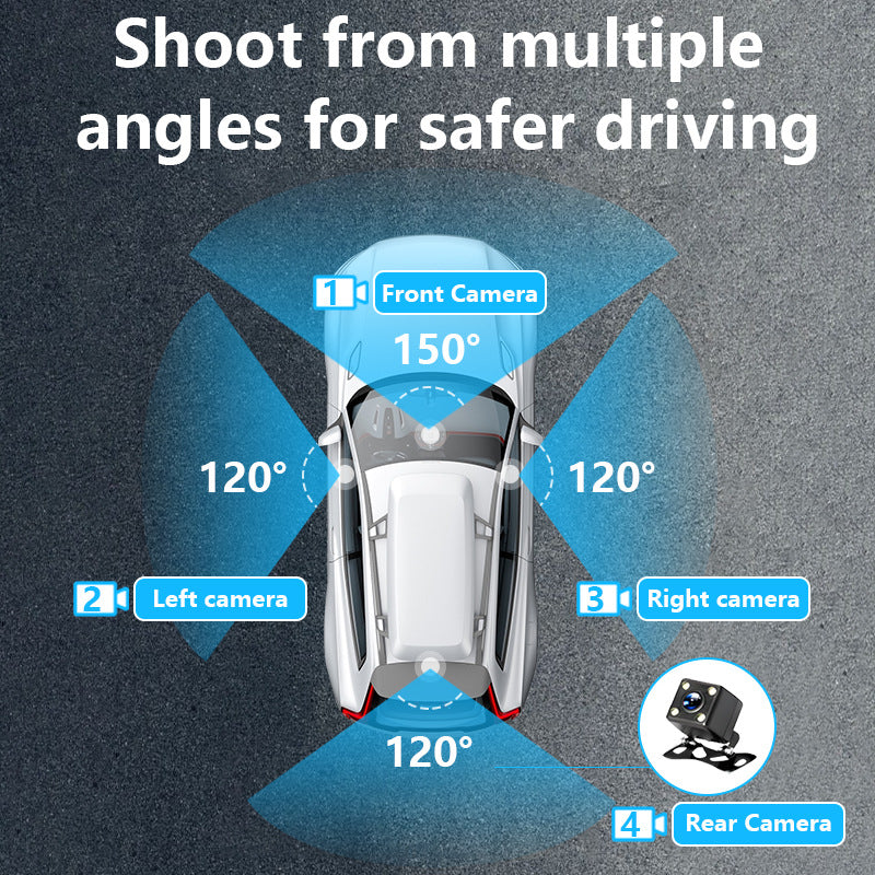 WiFi Dash Cam with Four Cameras 2K Recording