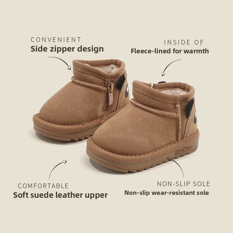 Fleece - Lined Suede Leather Snow Boots for Babies - Journey Must Haves