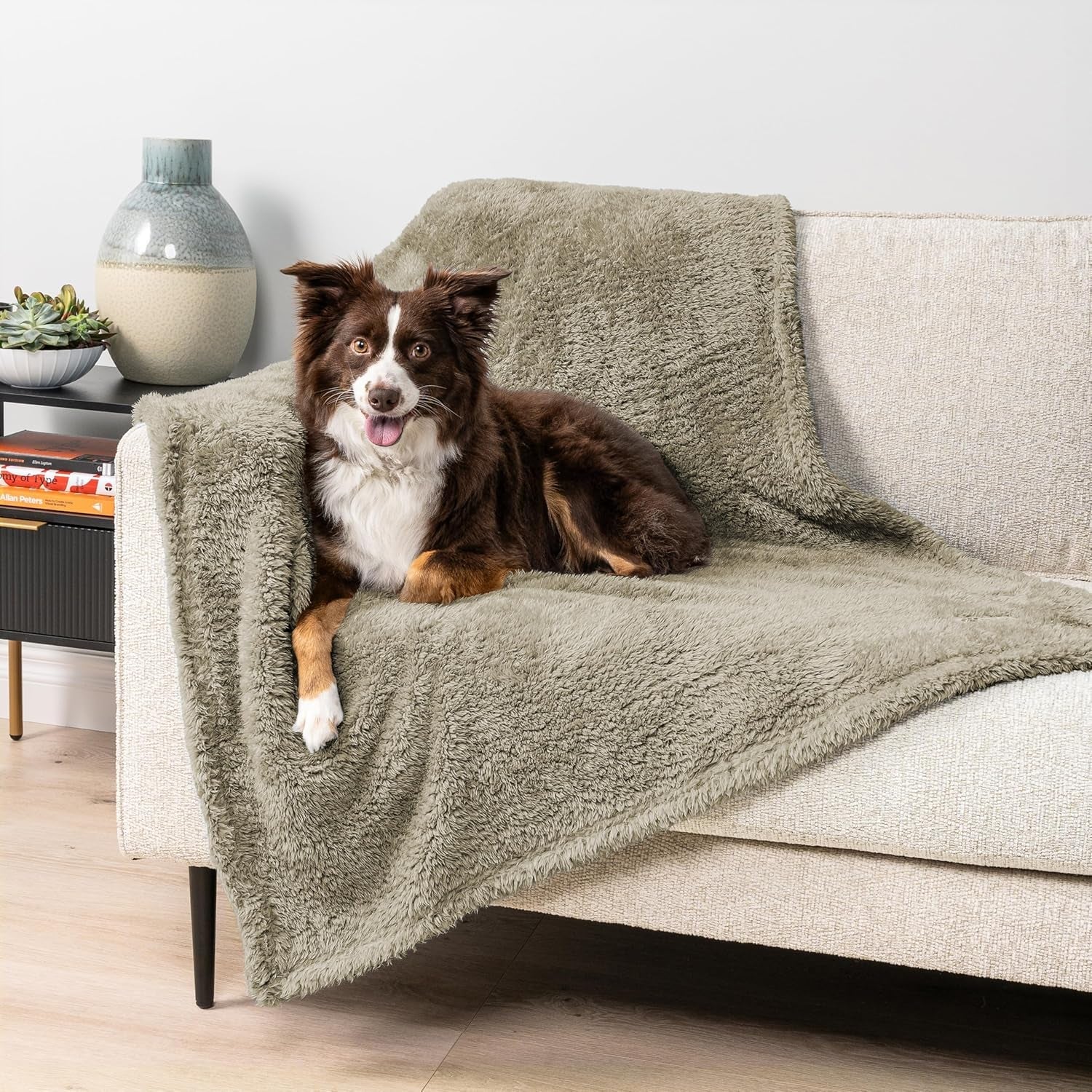 Fluffy Waterproof Pet Blanket - Soft & Cozy Sherpa Throw for Small to Medium Dogs and Cats, Reversible Couch Protector in Taupe (24x32) - Journey Must Haves