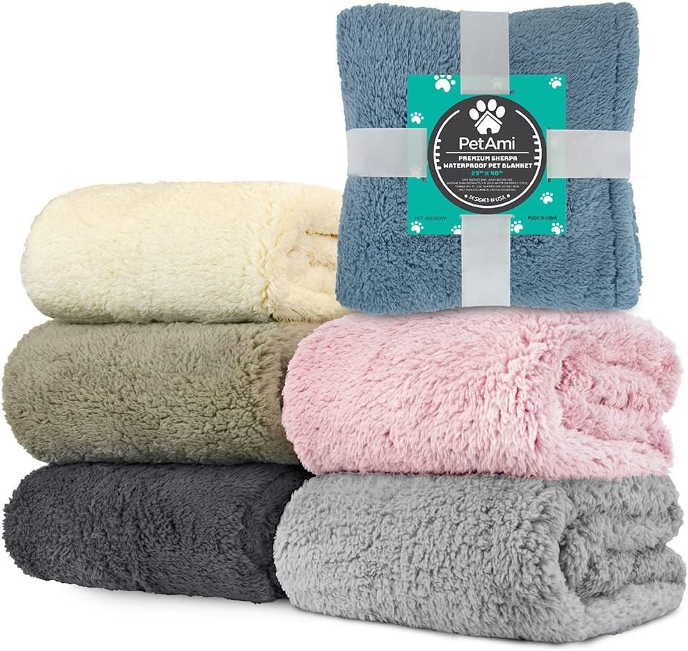 Fluffy Waterproof Pet Blanket - Soft & Cozy Sherpa Throw for Small to Medium Dogs and Cats, Reversible Couch Protector in Taupe (24x32) - Journey Must Haves