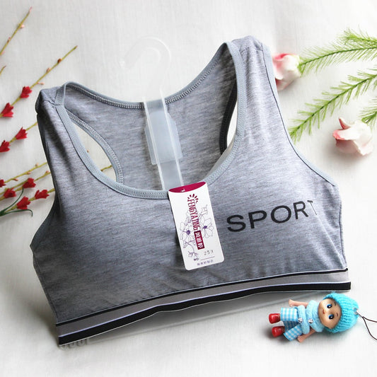 Girls' Developmental Girls' Underwear Size Size Size Middle and Big Kids Student Letters Sports Bra Cotton Non - rimmed Small Vest - Journey Must Haves