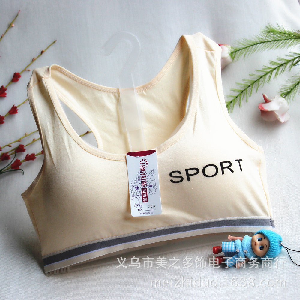 Girls' Developmental Girls' Underwear Size Size Size Middle and Big Kids Student Letters Sports Bra Cotton Non - rimmed Small Vest - Journey Must Haves