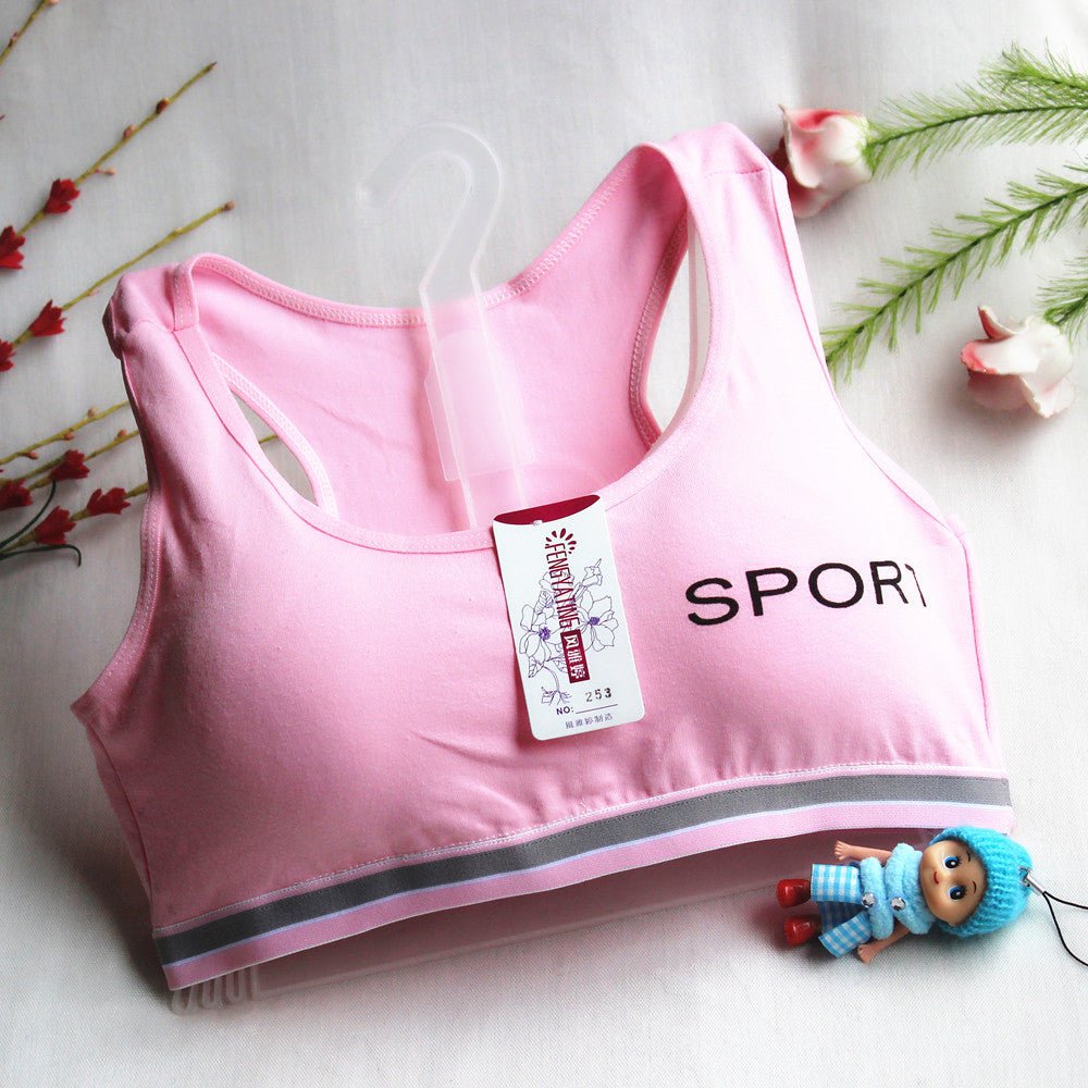 Girls' Developmental Girls' Underwear Size Size Size Middle and Big Kids Student Letters Sports Bra Cotton Non - rimmed Small Vest - Journey Must Haves