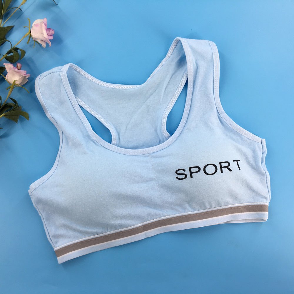 Girls' Developmental Girls' Underwear Size Size Size Middle and Big Kids Student Letters Sports Bra Cotton Non - rimmed Small Vest - Journey Must Haves