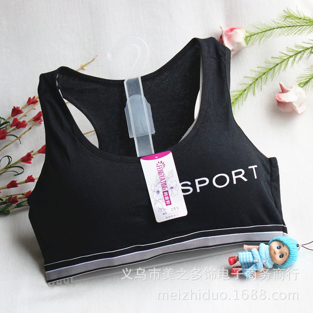 Girls' Developmental Girls' Underwear Size Size Size Middle and Big Kids Student Letters Sports Bra Cotton Non - rimmed Small Vest - Journey Must Haves