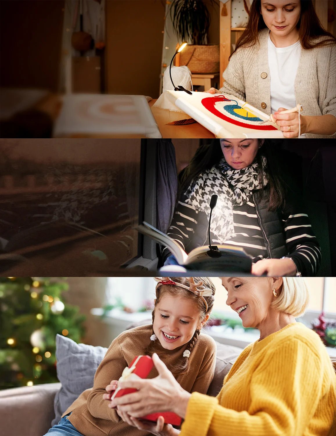 Illuminate Your Reading Experience: Rechargeable Clip - On Book Light with 80 Hours of Battery Life, 3 Brightness Levels & 3 Color Temperatures - Journey Must Haves