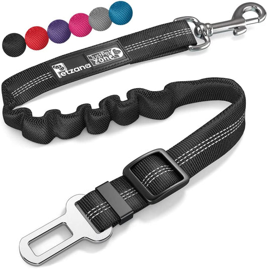 Keep Your Dog Safe and Comfortable with Our Adjustable Elastic Bungee Seat Belt for Car Travel - Perfect for Large Dogs (Black) - Journey Must Haves