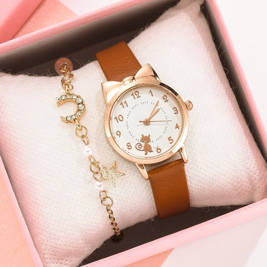 Kids Waterproof Quartz Watch with Bracelet, Cute Girl's Fashion Watch, Korean Style - Journey Must Haves