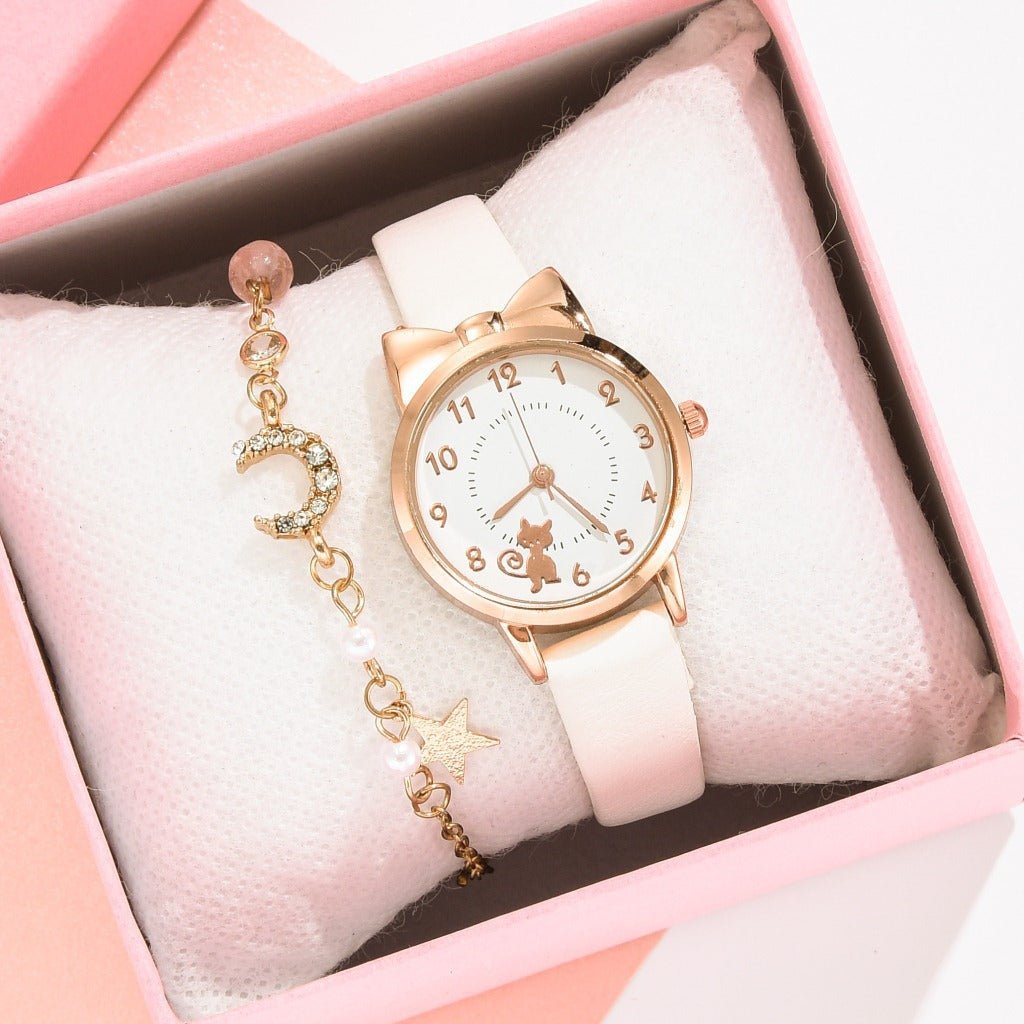 Kids Waterproof Quartz Watch with Bracelet, Cute Girl's Fashion Watch, Korean Style - Journey Must Haves