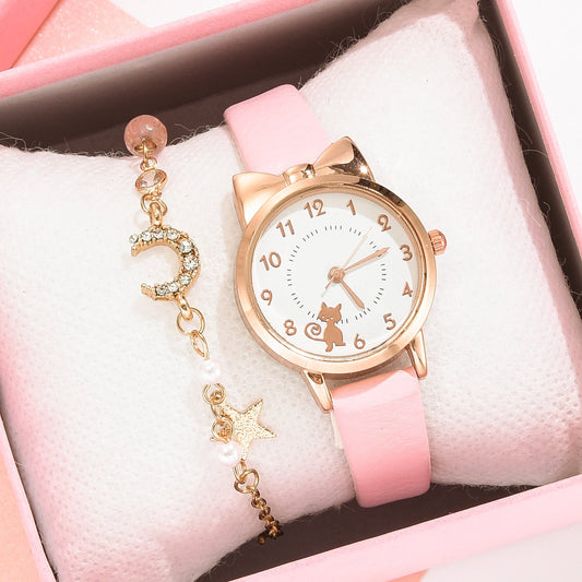 Kids Waterproof Quartz Watch with Bracelet, Cute Girl's Fashion Watch, Korean Style - Journey Must Haves