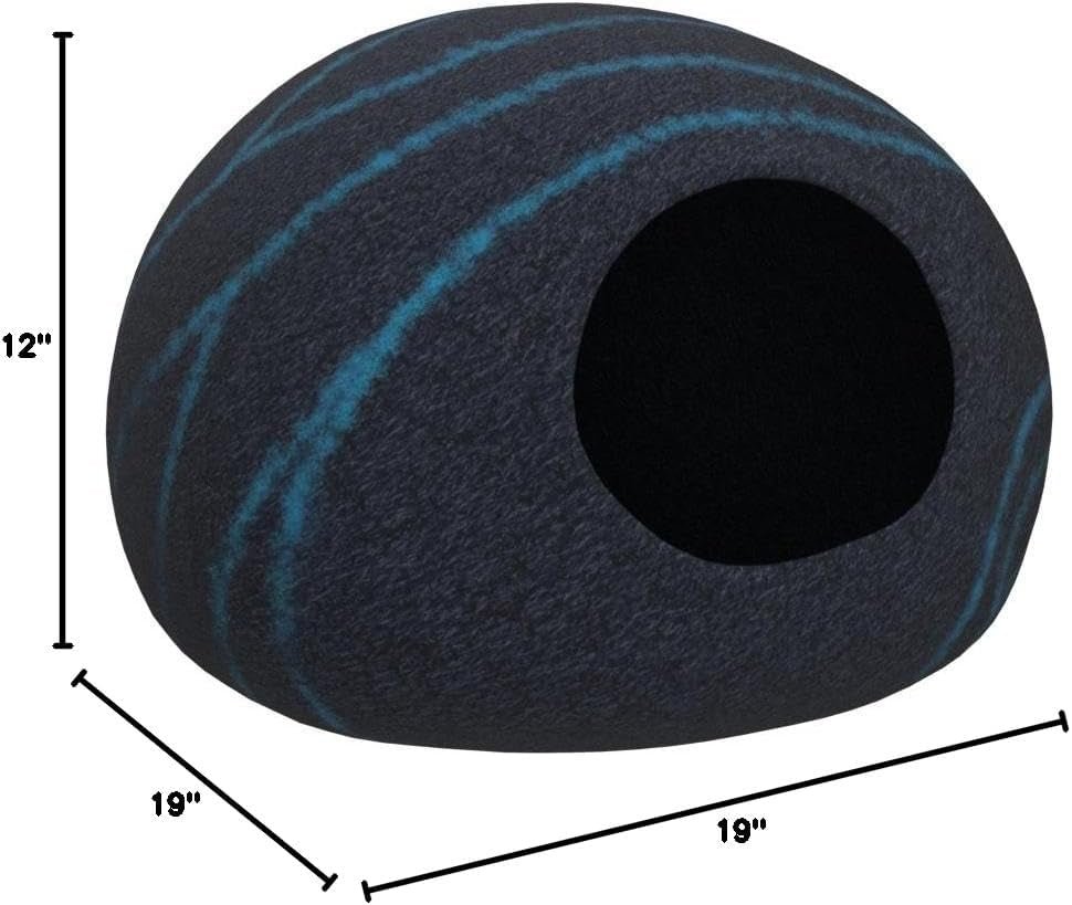 Luxurious Handmade Merino Wool Cat Cave - Cozy Black Aqua Bed for Indoor Cats (Large) - Journey Must Haves