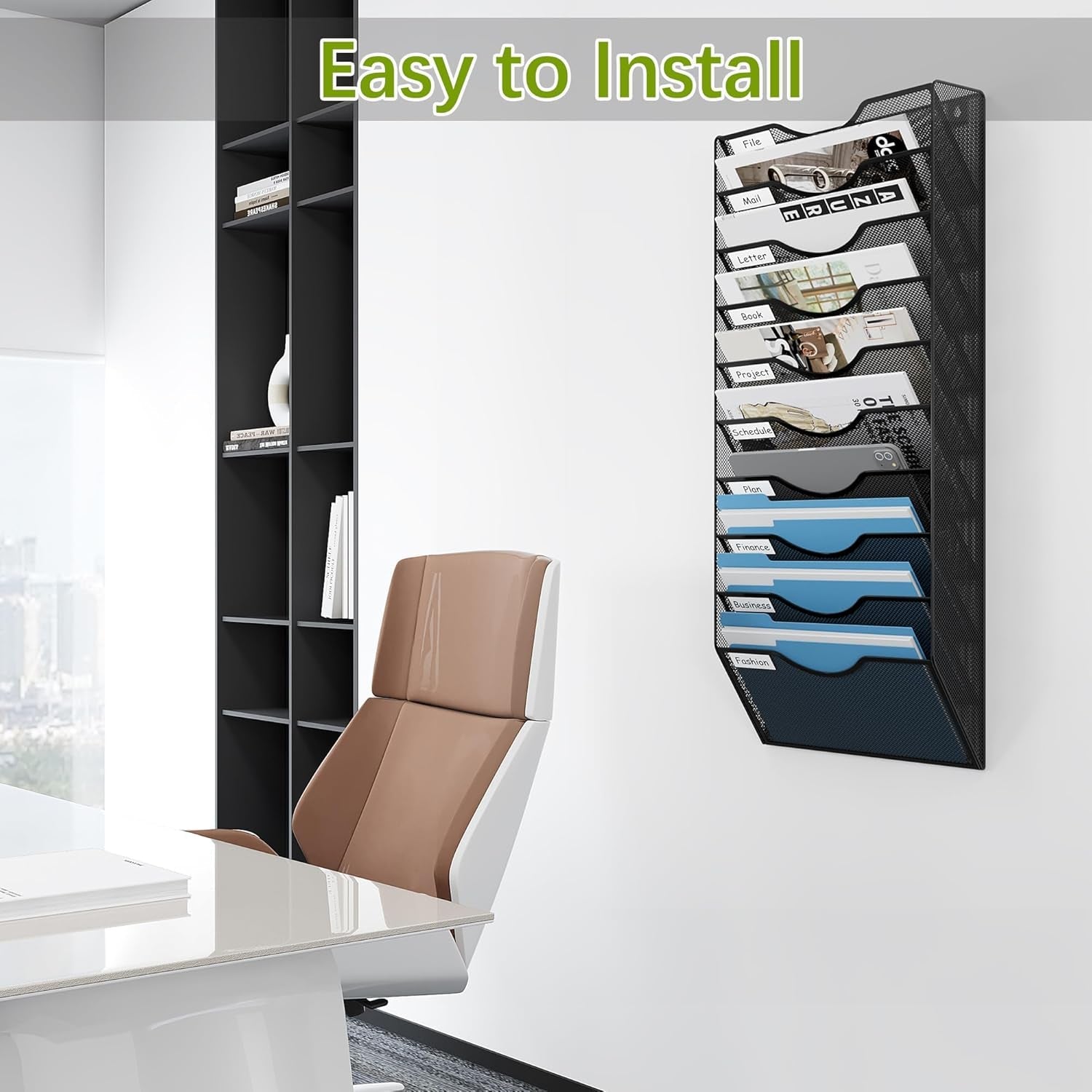 Maximize Your Space with the 10 Pocket Black Mesh Wall File Organizer - Perfect for Home, Office, and Classroom! - Journey Must Haves
