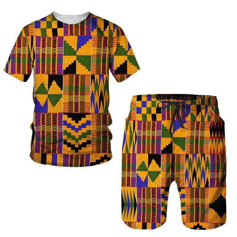Men's African Print Short Sleeve T-Shirt and Shorts Set - Journey Must Haves