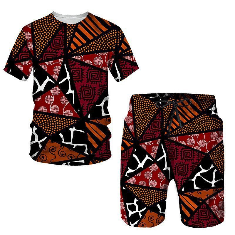 Men's African Print Short Sleeve T-Shirt and Shorts Set - Journey Must Haves