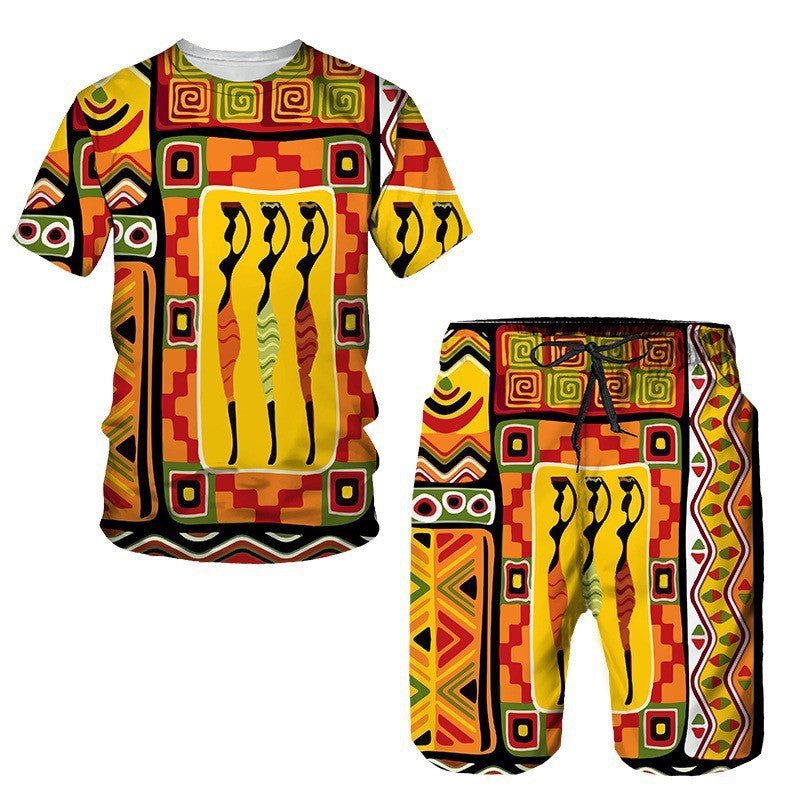 Men's African Print Short Sleeve T-Shirt and Shorts Set - Journey Must Haves