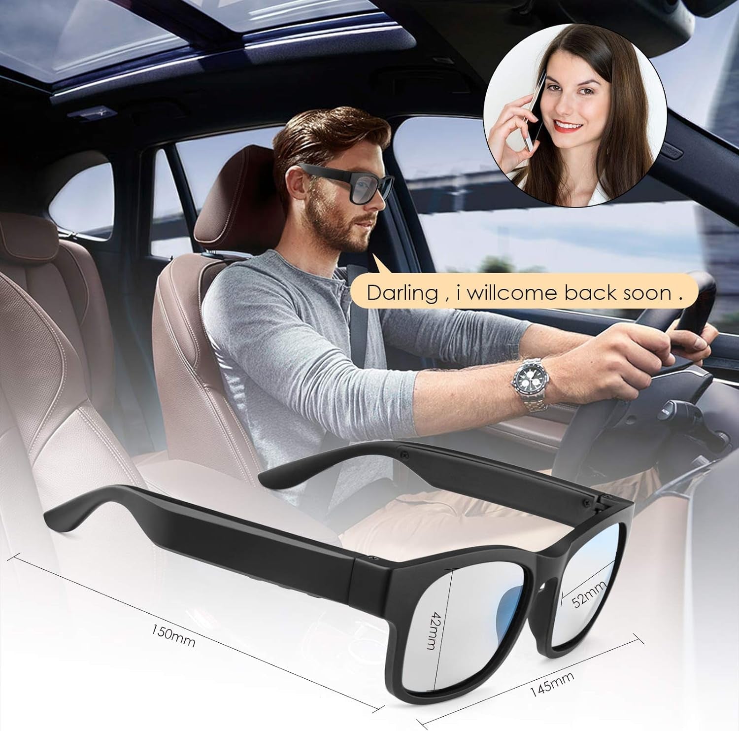 Revolutionary Smart Audio Glasses - Wireless Bluetooth Sunglasses with Polarized Lenses and IPX4 Waterproof Design - Journey Must Haves