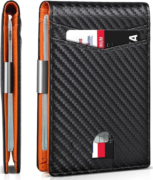 Sleek & Secure Men's Slim Wallet - Genuine Leather RFID Blocking Credit Card Holder with Money Clip - Perfect Gift for Any Occasion - Journey Must Haves