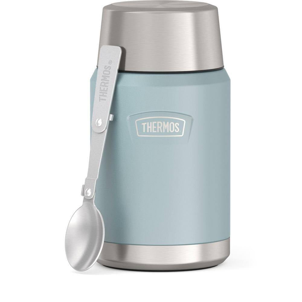 Stay Fresh & Stylish with the 24 Oz. Glacier Blue Stainless Steel Food Jar – Complete with Spoon! - Journey Must Haves