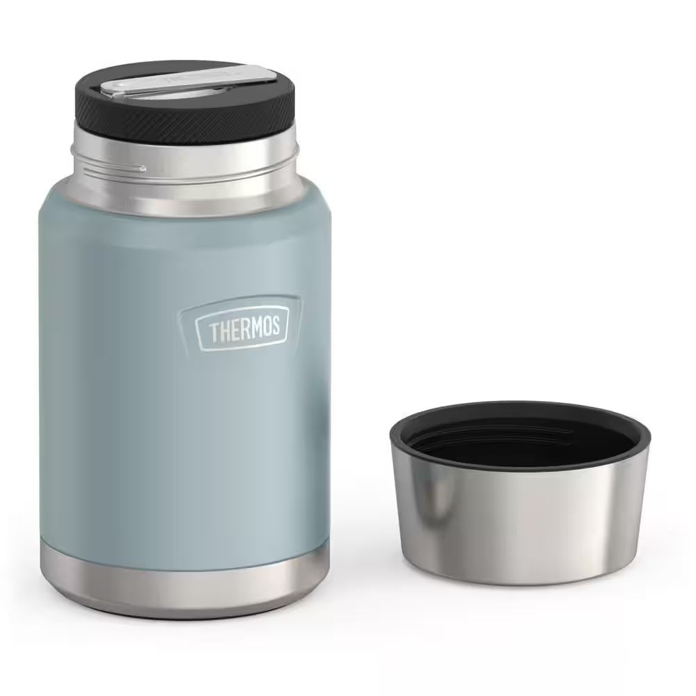 Stay Fresh & Stylish with the 24 Oz. Glacier Blue Stainless Steel Food Jar – Complete with Spoon! - Journey Must Haves