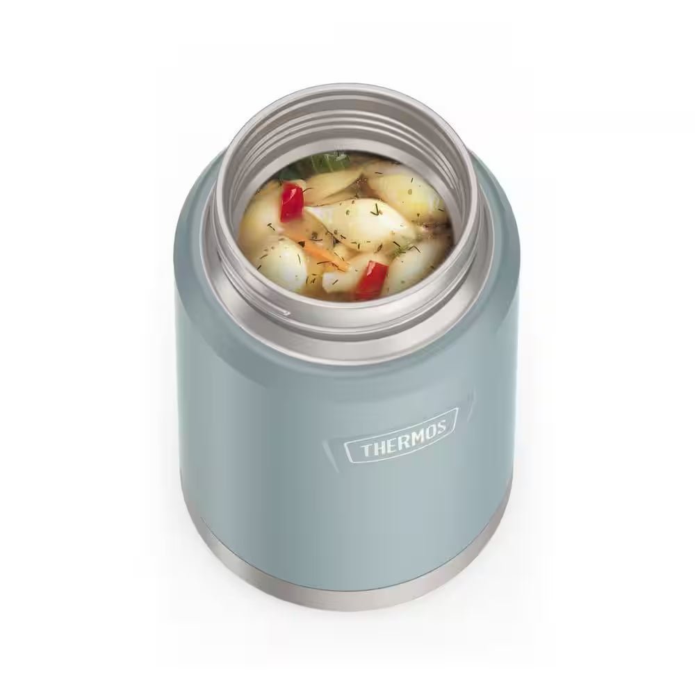 Stay Fresh & Stylish with the 24 Oz. Glacier Blue Stainless Steel Food Jar – Complete with Spoon! - Journey Must Haves