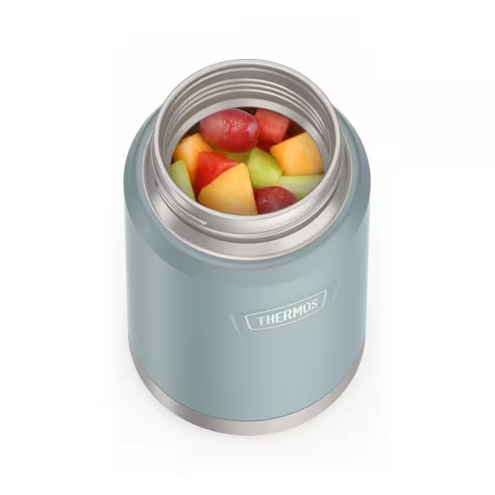 Stay Fresh & Stylish with the 24 Oz. Glacier Blue Stainless Steel Food Jar – Complete with Spoon! - Journey Must Haves