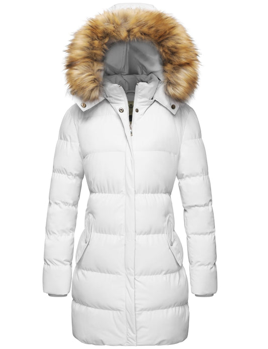 Stay Stylish and Warm: Women's Hooded Waterproof Puffer Jacket in Elegant White - Size M - Journey Must Haves
