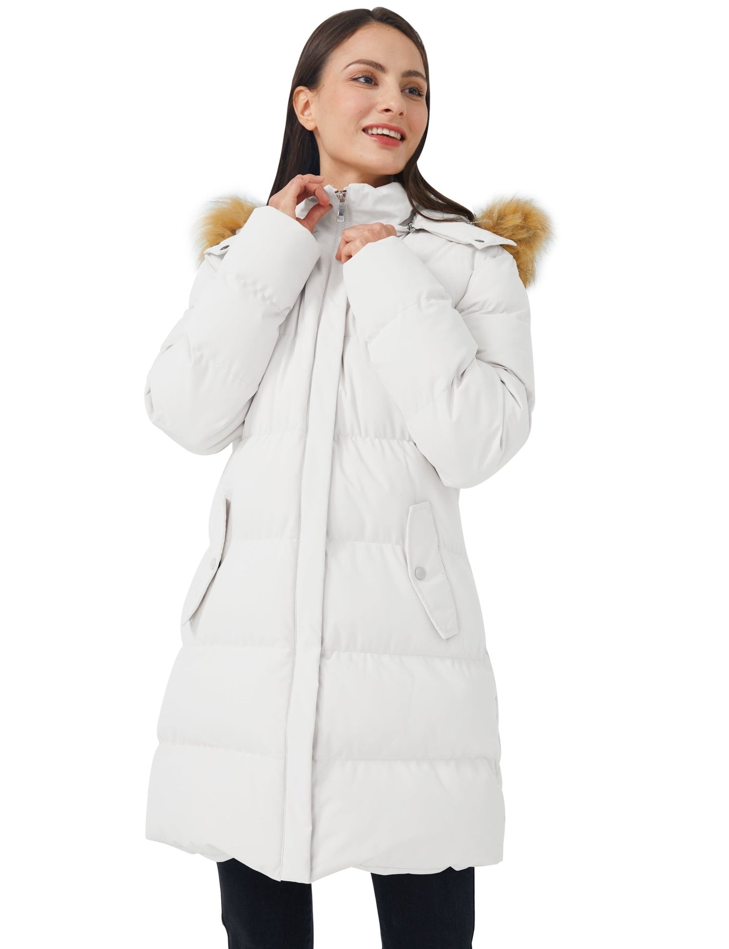 Stay Stylish and Warm: Women's Hooded Waterproof Puffer Jacket in Elegant White - Size M - Journey Must Haves