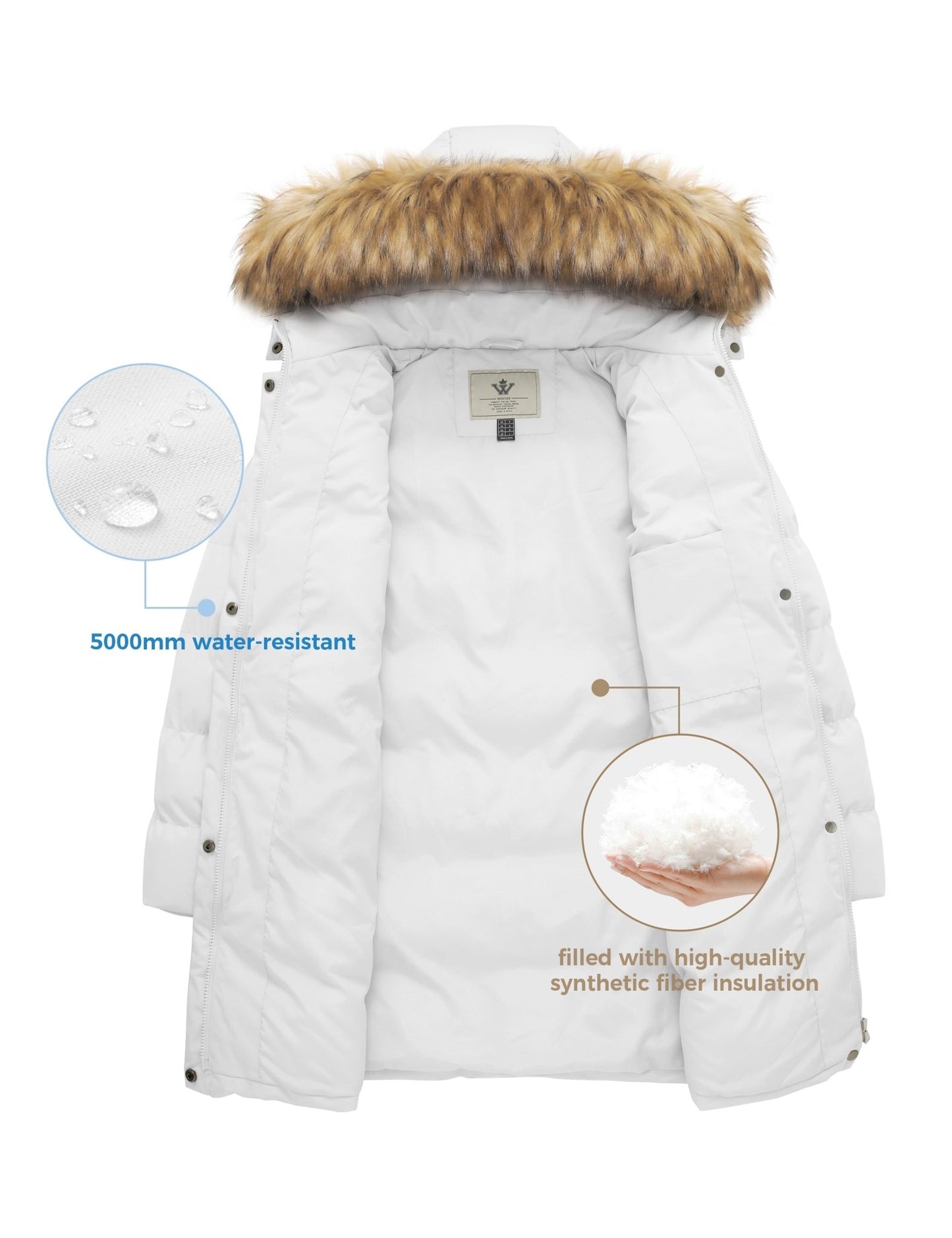 Stay Stylish and Warm: Women's Hooded Waterproof Puffer Jacket in Elegant White - Size M - Journey Must Haves