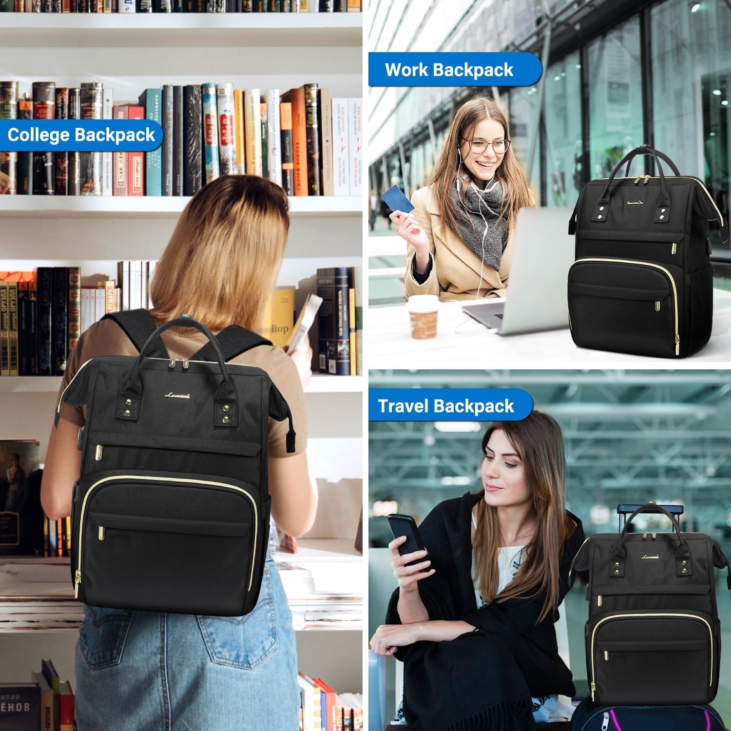 Stylish and Functional Laptop Backpack for Women - 15.6 Inch Waterproof Anti - Theft Travel Bag with USB Charging Port, Perfect for Teachers and Nurses - Journey Must Haves