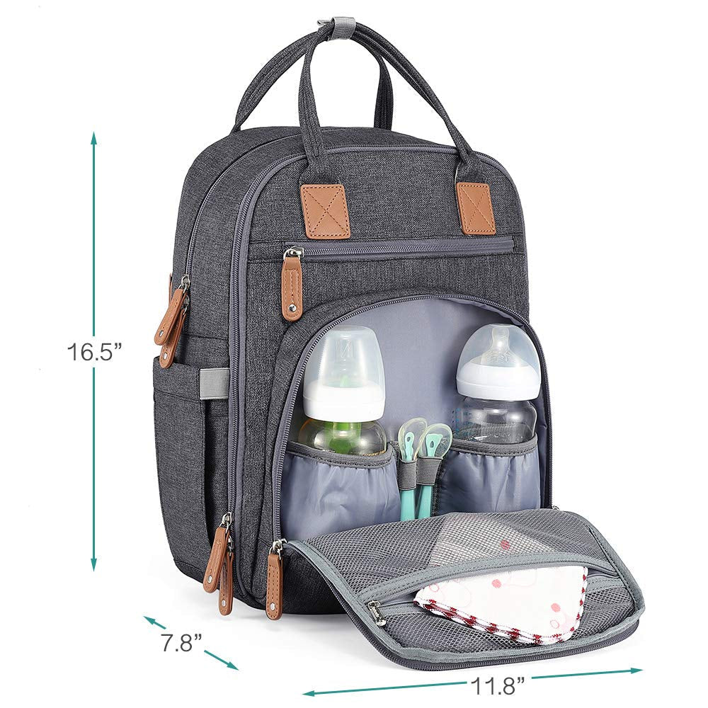 Stylish and Spacious Diaper Bag Backpack - Perfect for Moms and Dads on the Go with Changing Pad and Stroller Straps in Dark Gray - Journey Must Haves