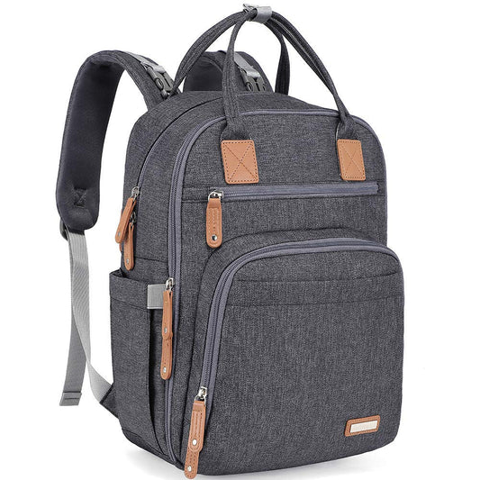 Stylish and Spacious Diaper Bag Backpack - Perfect for Moms and Dads on the Go with Changing Pad and Stroller Straps in Dark Gray - Journey Must Haves