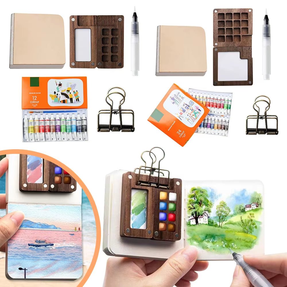 Travel Watercolor Paint Set | Compact Artist Kit for Painting On the Go - Journey Must Haves