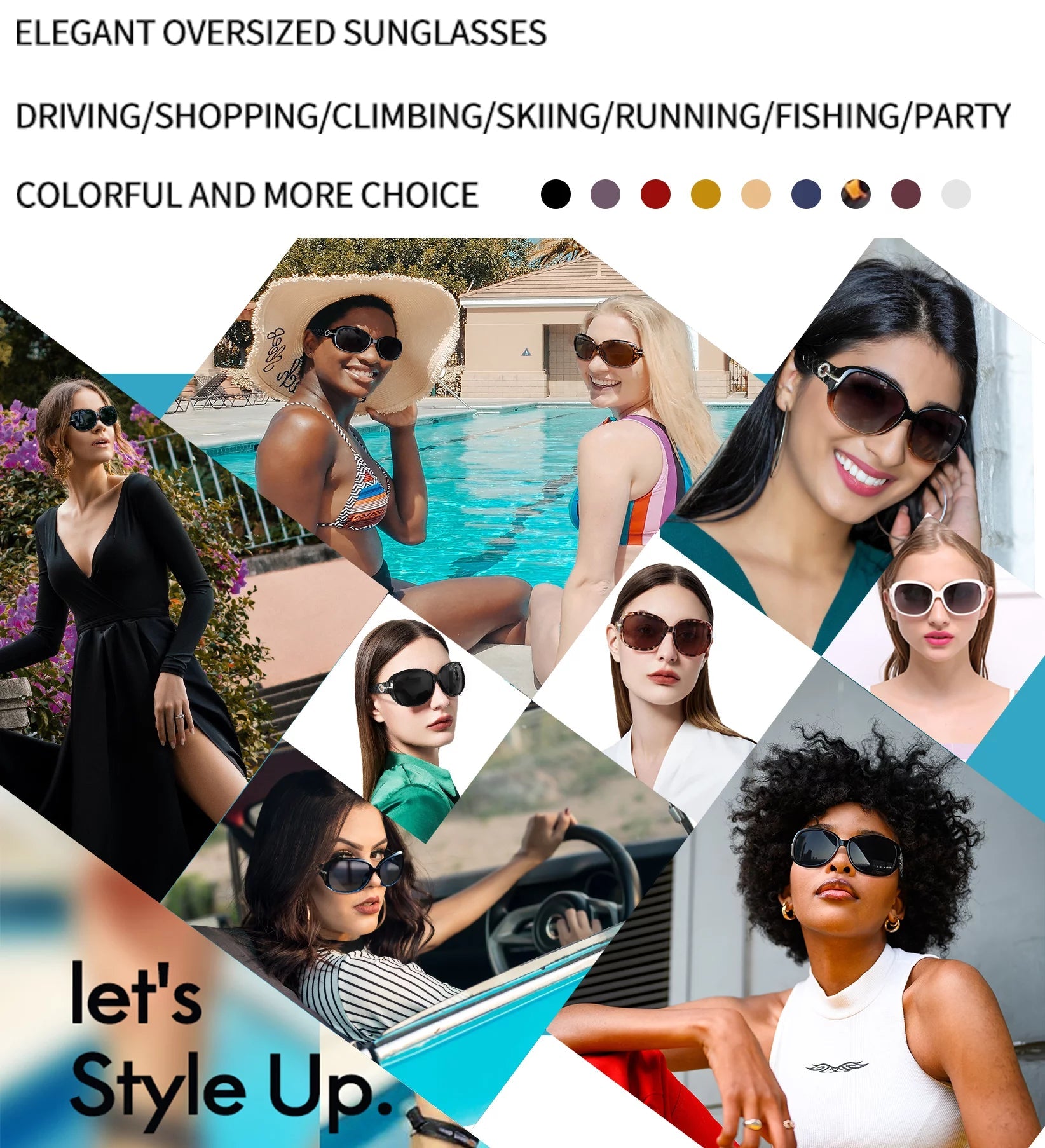 Trendy Oversized Polarized Sunglasses for Women with Sparkling Diamond Frame - Ultimate UV Protection in Light Beige - Journey Must Haves