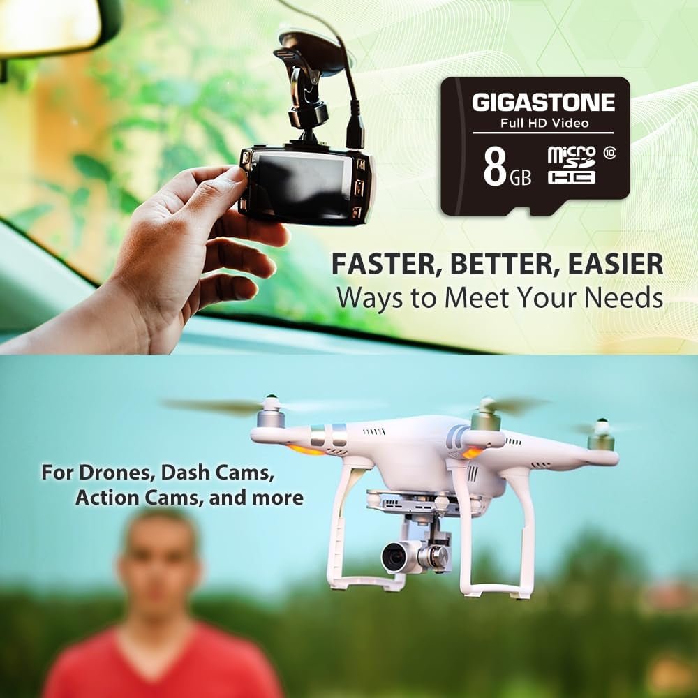 Ultimate 20 - Pack 8GB Micro SD Cards for Full HD Video - Perfect for Cameras, Drones, and Security Systems with Adapters - Journey Must Haves